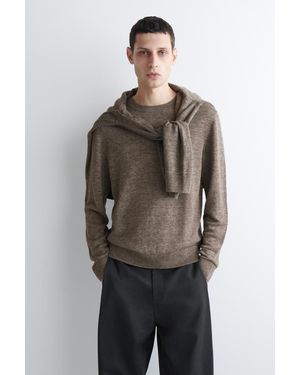 COS Strickpullover Aus Leinen Mit Rundhalsausschnitt - Braun
