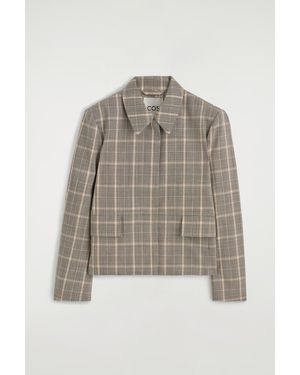 COS Checked Wool Jacket - Natural