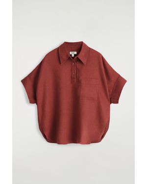 COS Linen Half-Placket Shirt - Red