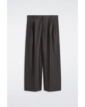 COS Pleated Relaxed-Fit Wide-Leg Trousers - Grey