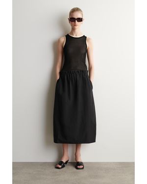 COS Rock Aus Baumwoll-Leinen-Mix Mit Ballonsilhouette - Schwarz