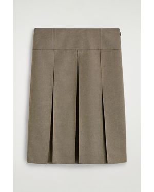 COS Pleated Metallic Wool-Blend Skirt - Grey
