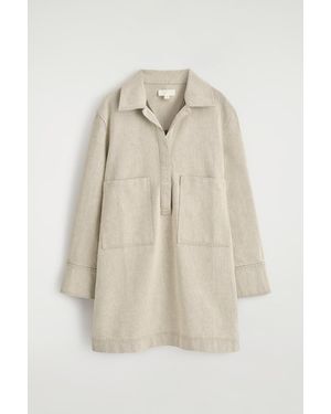 COS Open-Collar Denim Shirt Dress - Natural