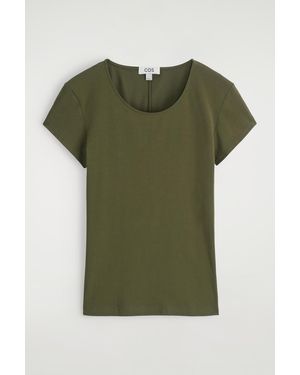 COS Knitted Scoop-Neck T-Shirt - Green