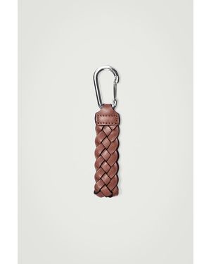 COS Braided Leather Key Fob - White
