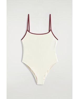 COS Contrast-Trimmed Swimsuit - Natural