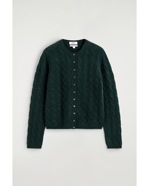 COS Cable-Knit Cashmere Cardigan - Green