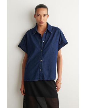 COS Kurzärmliges Jeanshemd - Blau