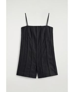 COS Sculpted Pleated Linen Playsuit - Black