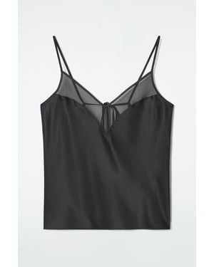 COS Sheer-panel Silk Cami Top - Black