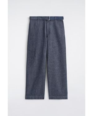 COS Belted Denim Straight-Leg Pants - Blue
