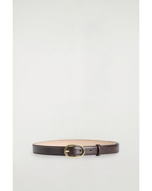 COS Oval-Buckle Leather Belt - White