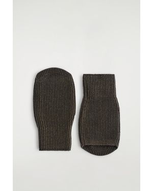 COS Ribbed Wool Fingerless Gloves - Black