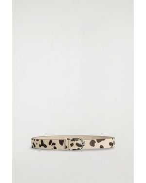 COS Animal-Print Pony Hair-Effect Leather Belt - Natural