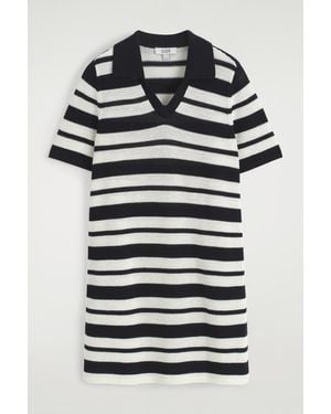 COS Open-Knit Polo Mini Dress - Blue