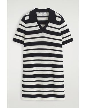 COS Open-Knit Polo Mini Dress - Blue