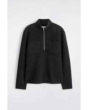 COS Double-Faced Wool Zip-Up Overshirt - Black
