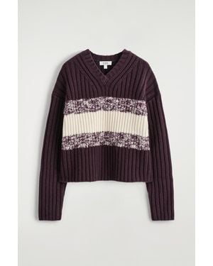COS Textured Merino Wool V-Neck Jumper