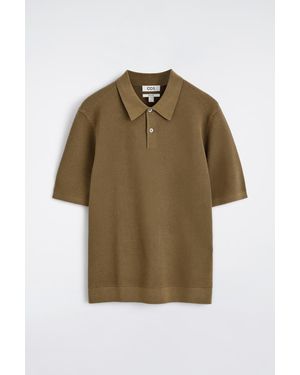COS Waffle-Knit Cotton Polo Shirt - Green
