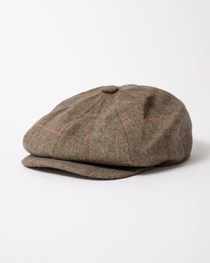 Joules Harrogate Tweed Baker Boy Cap - Brown
