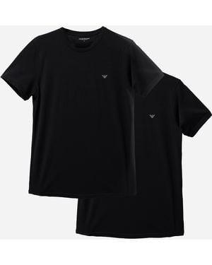 Emporio Armani 2-Pack Crew Neck T-Shirts With Eagle Logo - Black