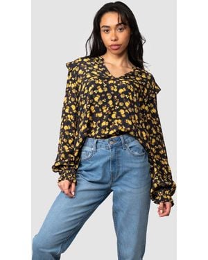 Tommy Hilfiger Moss Crepe Rose Blouse - Blue