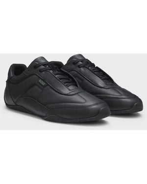 BOSS Jaylen Leather Trainers With Logo Detail - Black