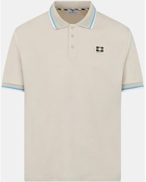 Aquascutum Stretch Piquet Tipped Badge Polo Shirt - White
