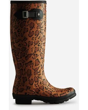HUNTER Original Tall Leopard Print Boot - Brown