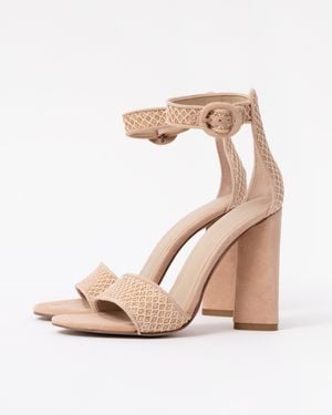 Kendall + Kylie Giselle Suede Ankle Strap Heels - Natural