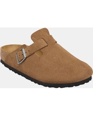 Birkenstock Boston Suede Leather Clogs - Brown