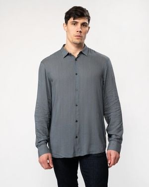ARMANI EXCHANGE Long Sleeve Pattern Print Shirt Size: M - Grey