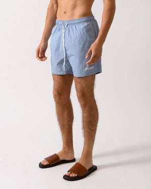 HUGO Haiti Fully Lined Swim Shorts With Contrast Logo - Blue