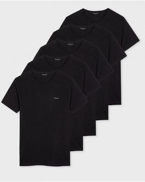 Paul Smith 5-Pack Logo Organic T-Shirts - Black