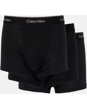 Calvin Klein 3 Pack Icon Cotton Stretch Relaxed Fit Trunks - Black