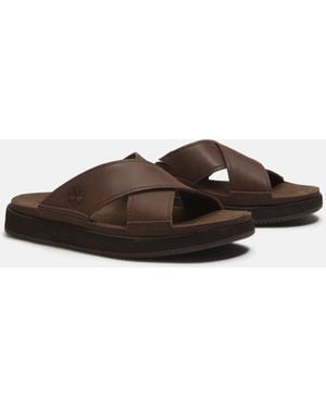 Timberland Casco Cove Cross Strap Full Grain Leather Sandals - Brown