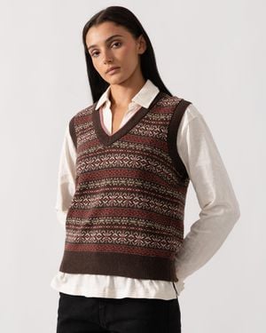 Joules Islay V-Neck Knit Tank Top - Brown