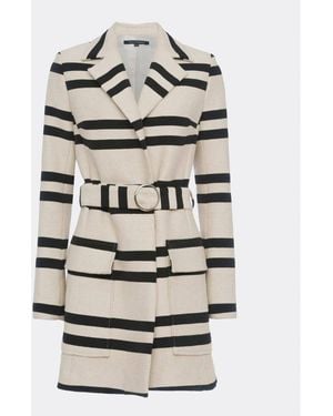 French Connection Escher Stripes Belted Mac Jacket - Grey