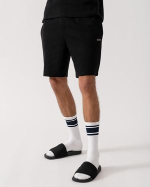 BOSS Waffle Cotton Blend Waffle Structure Pyjama Shorts With Embroidered Logo Nos - Black
