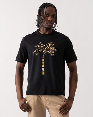 Paul Smith Ps Reg Fit Short Sleeve Multi Palm T-Shirt - Black