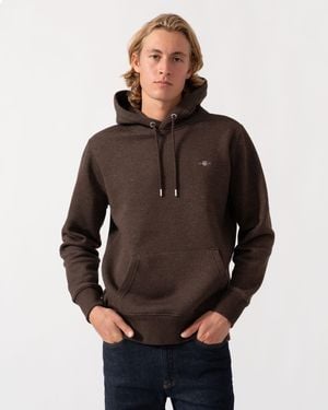 GANT Regular Fit Shield Logo Pullover Hoodie - Grey