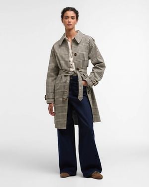 Barbour Maia Check Showerproof Trenchcoat - White