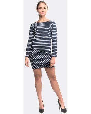 French Connection Spring Tim Tim Long Sleeve Slash Neck Dress - Blue