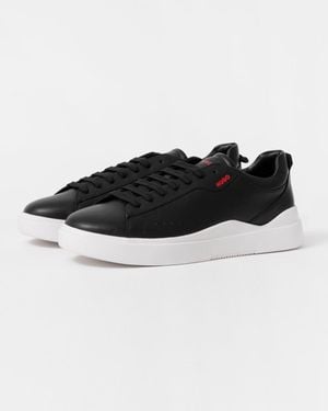 HUGO Blake Tenn Leather Trainers With Branded Quarter - Black