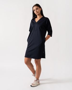 Maison Scotch V-Neck Sweat Panel Sleeved Dress Size: S - Blue