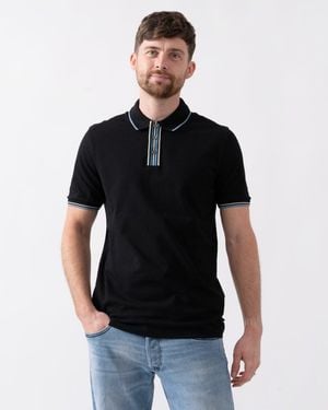 Paul Smith Ps Regular Fit Stripe Placket Polo Shirt - Black