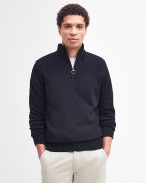 Barbour Essential Lambswool Half-Zip Jumper - Blue
