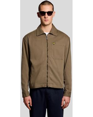 Lyle & Scott Enzyme Wash Zip Overshirt - Natural