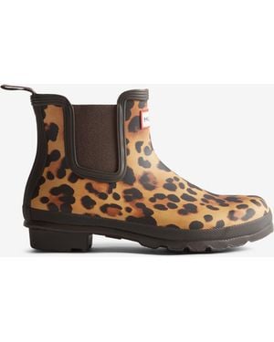 HUNTER Original Chelsea Leopard Boot - White