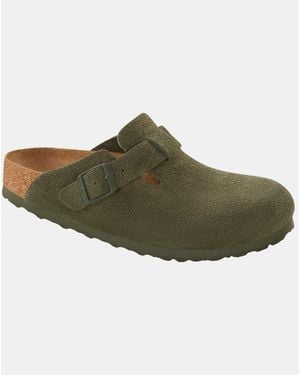 Birkenstock Boston Suede Leather Clogs - Green